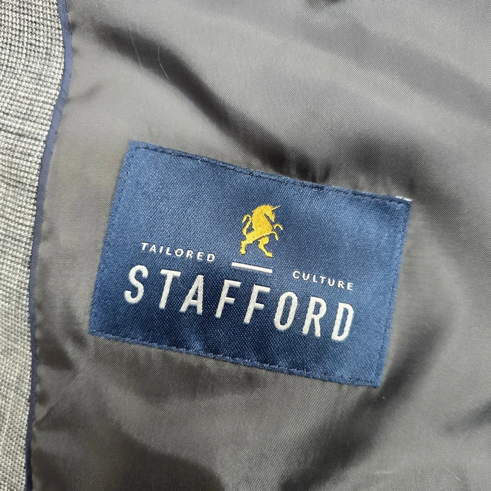 Stafford‎ Blazer Mens 52R 52 Gray Micro Pattern Travel Stretch Sport Coat